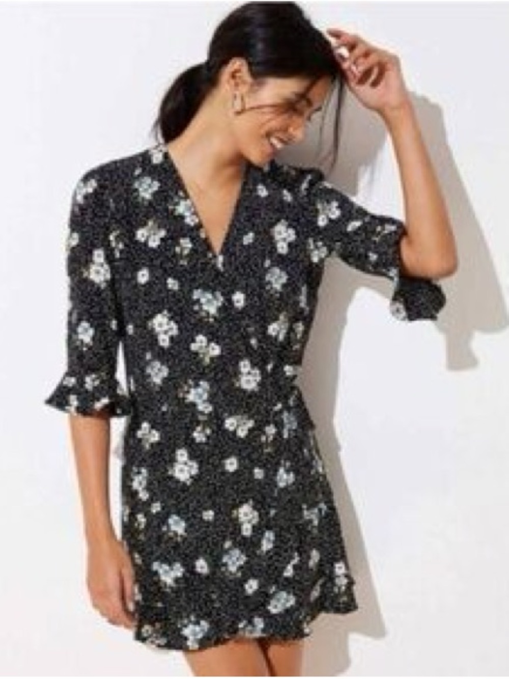 LOFT Floral Dot Wrap Dress Romper
